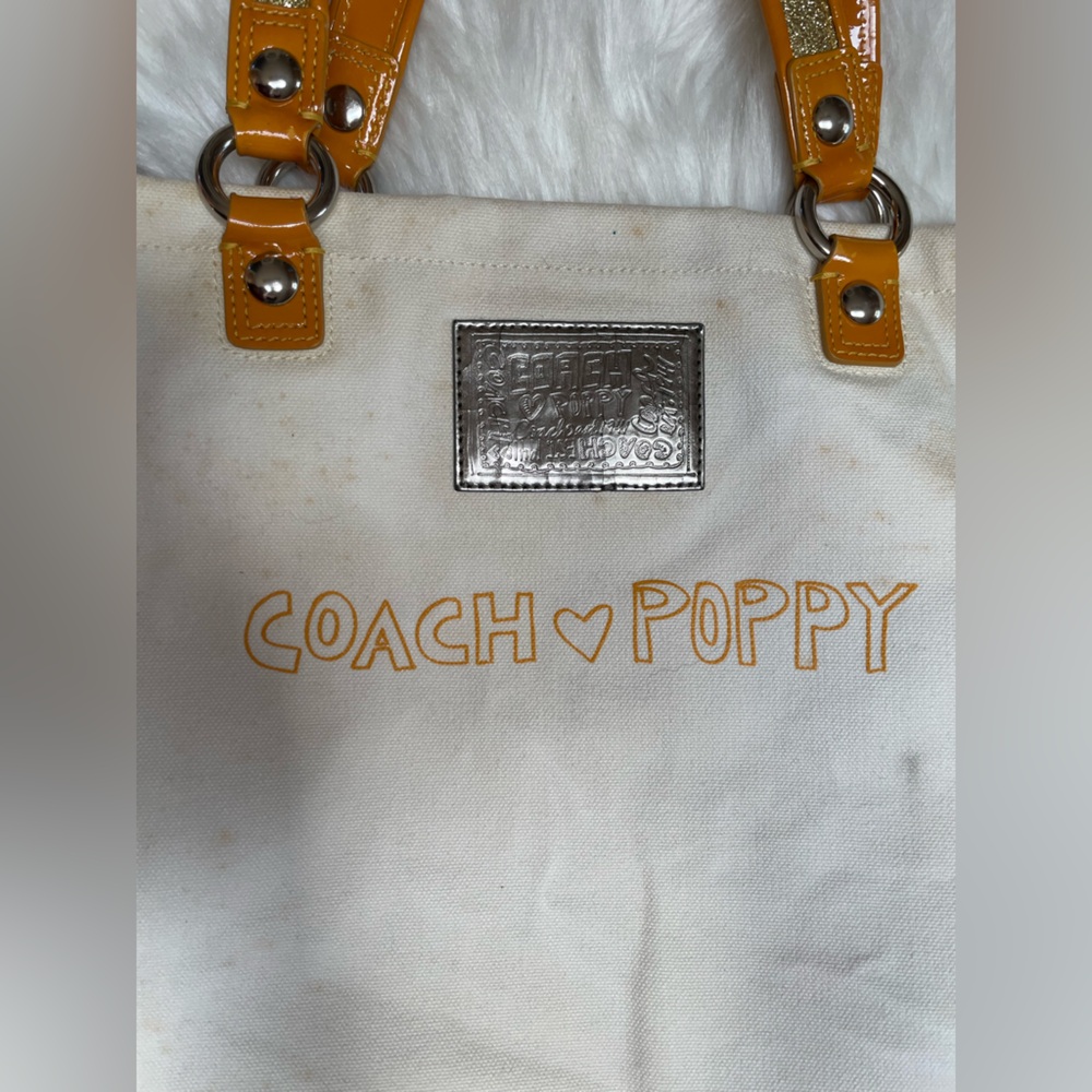 COACH Poppy Chan LEMON White Canvas Tote Bag - Picture 7 of 14